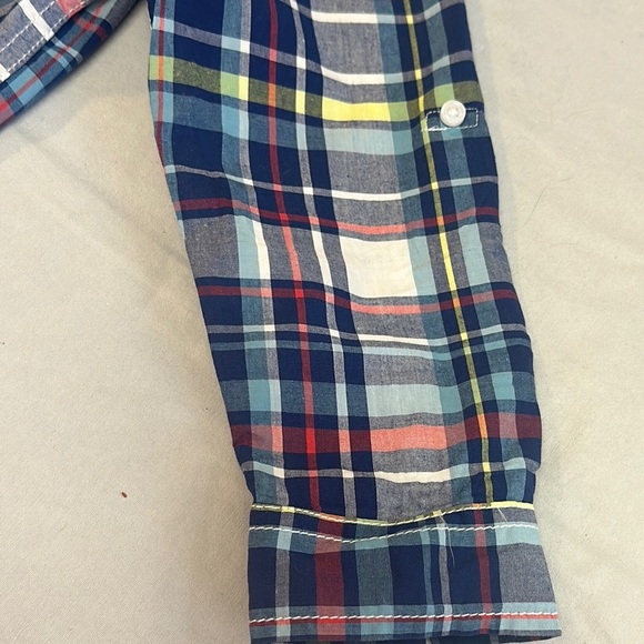 Gymboree LIKE NEW Blue and Red Button Down Shirt Long Sleeves - Picture 3 of 4
